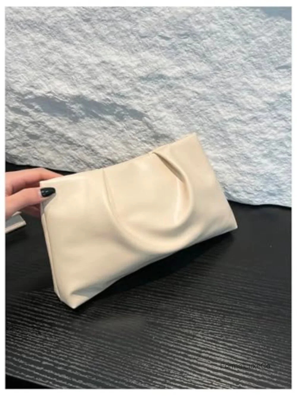 PU Leather Clutch Purse Small Ruched Handbag Zipper Top Closure Compact